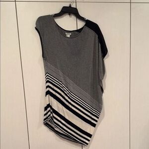 Striped Black and Gray Asymmetrical tunic top